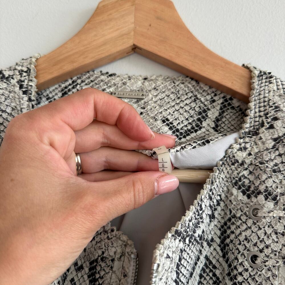 Elie Tahari Janet Python-Embossed Leather Jacket L - image 4